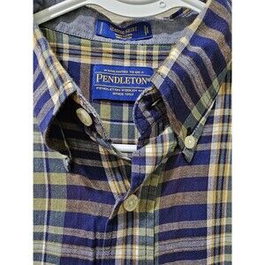 Pendleton Seaside Men’s Shirt Blue Plaid Size L 100% Cotton Auth. Madras India